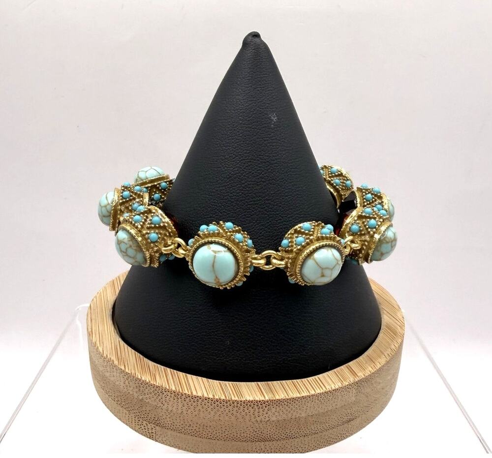 Vintage Gold Tone Etruscan Revival Style Statement Bracelet-Adjustable